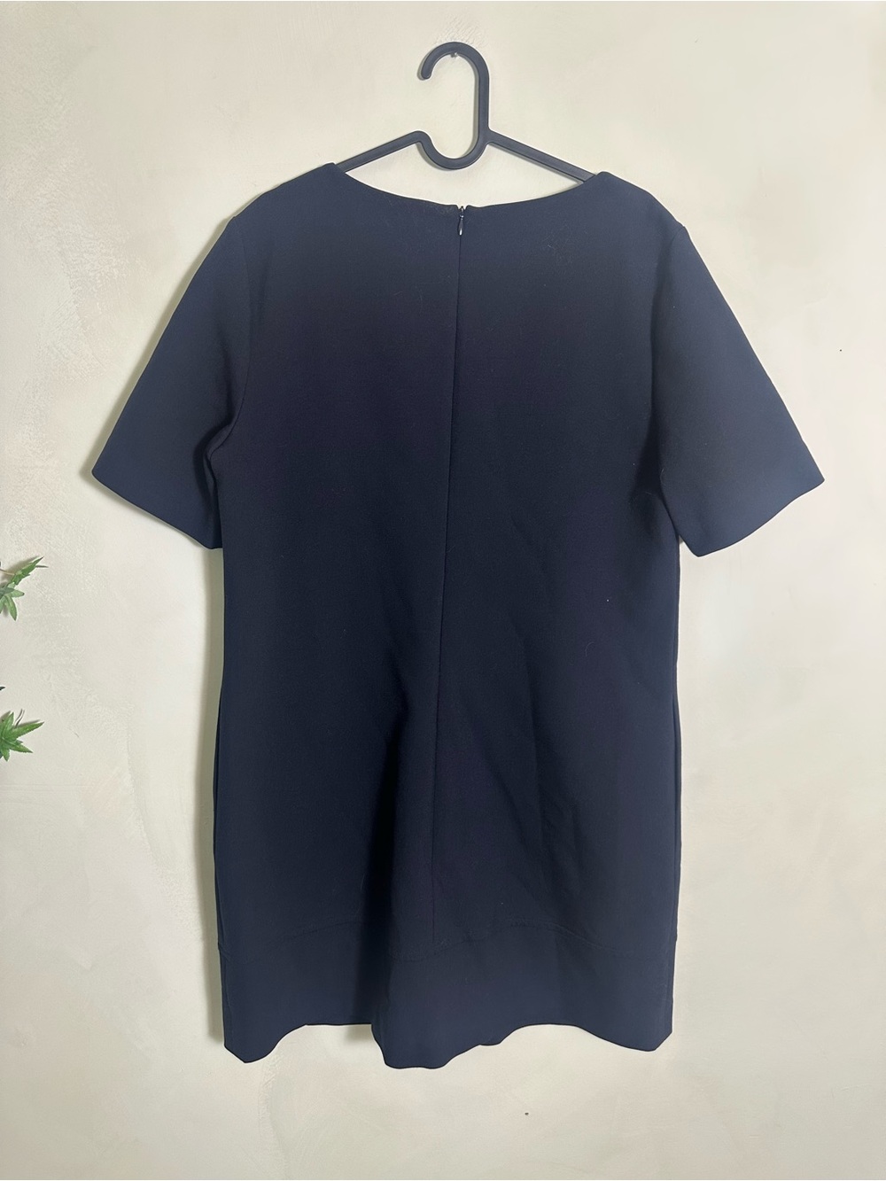 Peserico Navy Short-Sleeve Mini Dress Size 50 Made In Italy - Picture 2 of 6